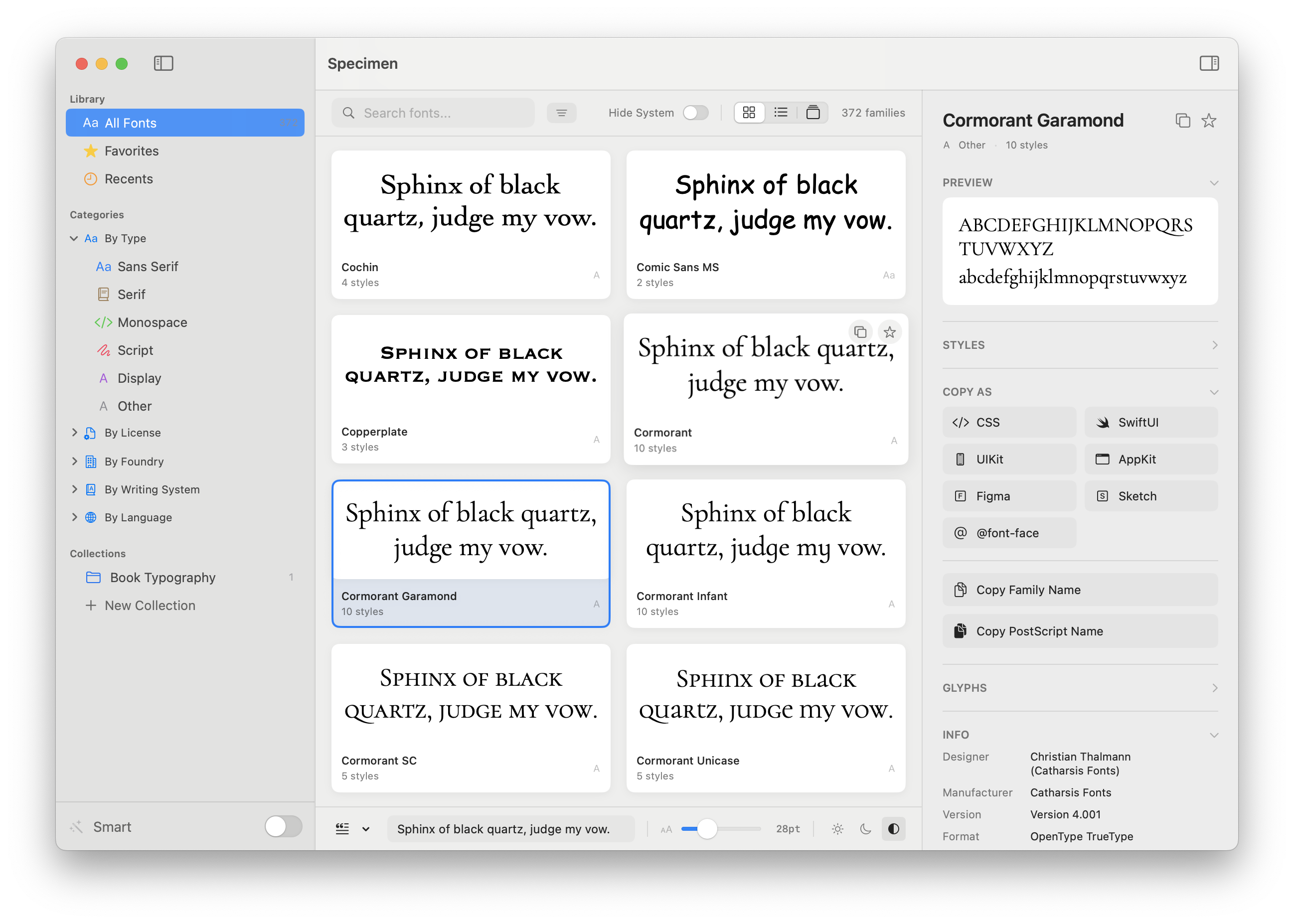 Specimen app screenshot